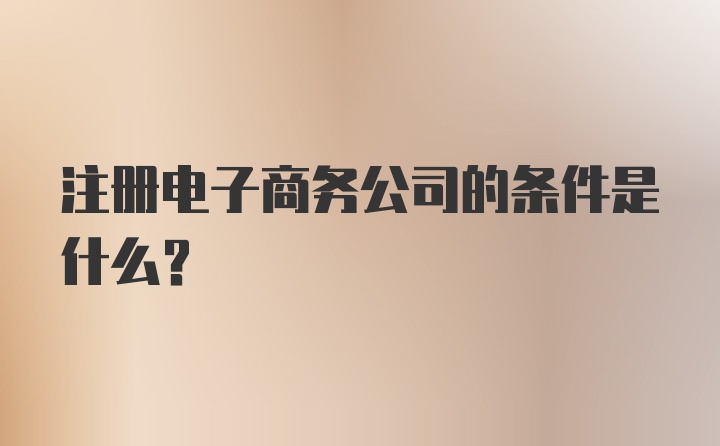 注册电子商务公司的条件是什么？