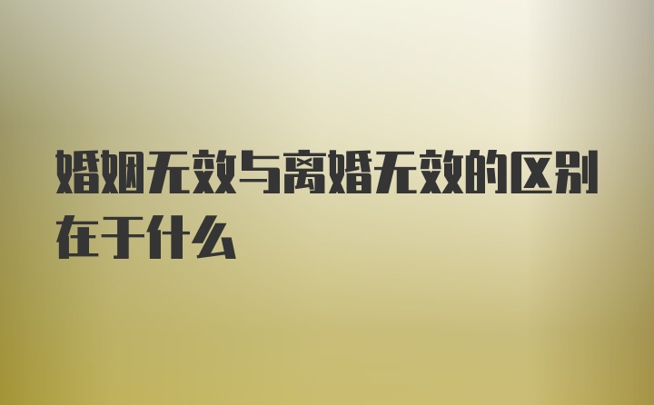 婚姻无效与离婚无效的区别在于什么