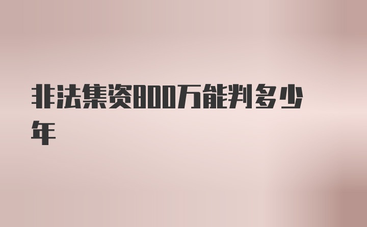 非法集资800万能判多少年