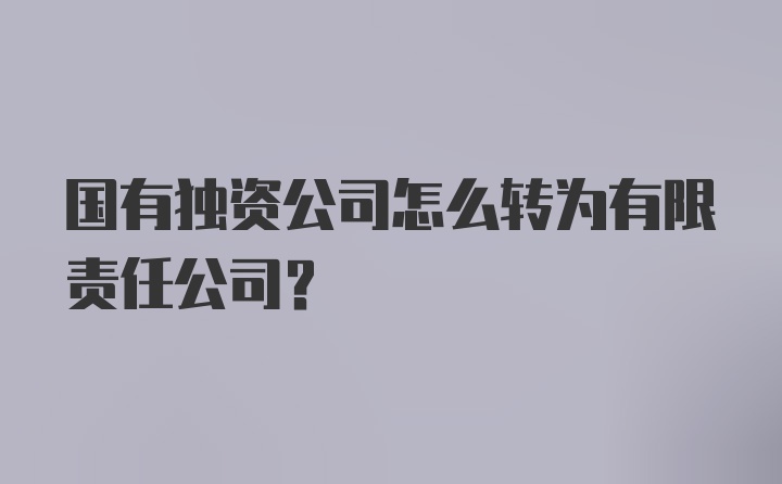 国有独资公司怎么转为有限责任公司？