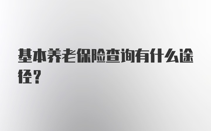 基本养老保险查询有什么途径？