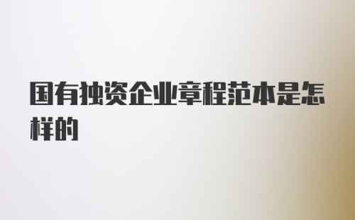 国有独资企业章程范本是怎样的