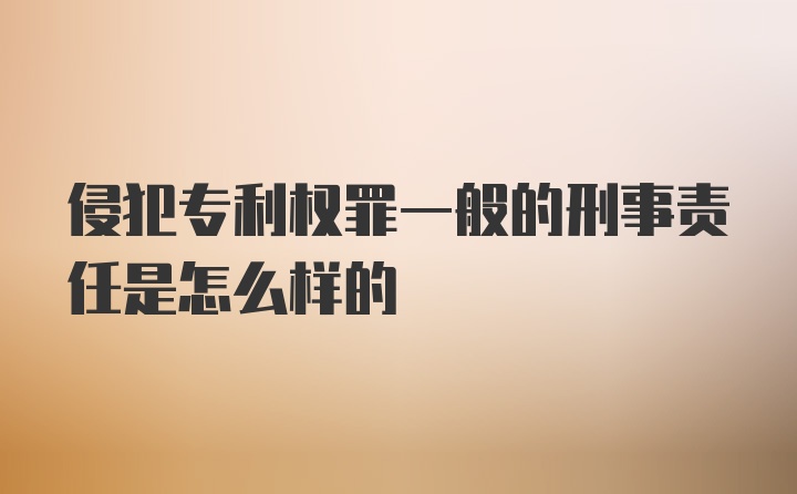 侵犯专利权罪一般的刑事责任是怎么样的