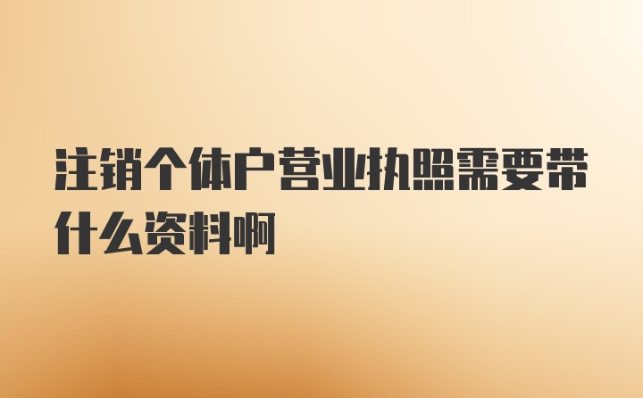 注销个体户营业执照需要带什么资料啊