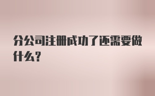 分公司注册成功了还需要做什么？