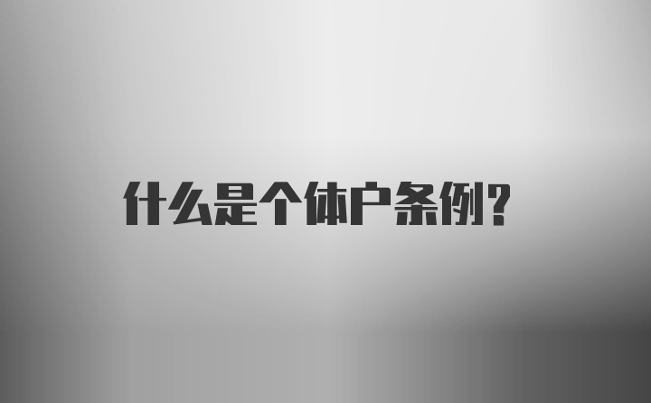 什么是个体户条例？