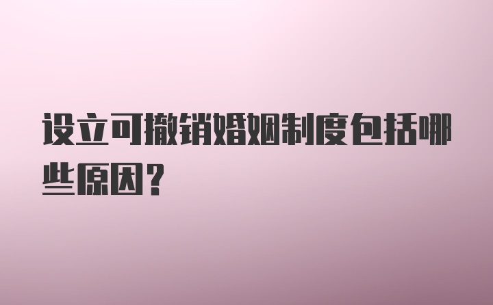 设立可撤销婚姻制度包括哪些原因？