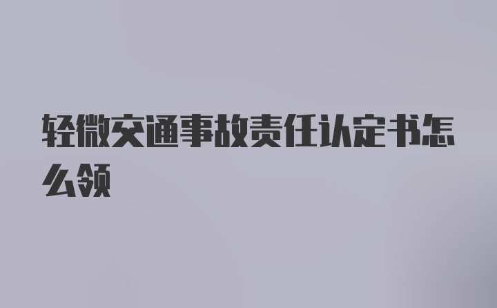 轻微交通事故责任认定书怎么领