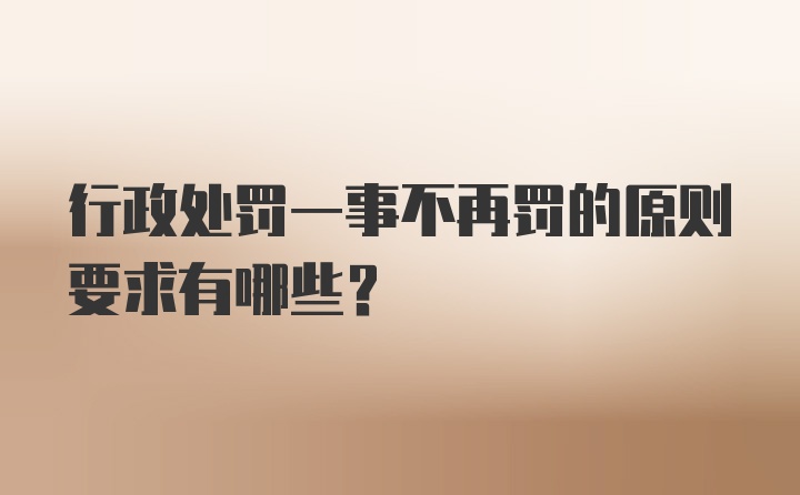 行政处罚一事不再罚的原则要求有哪些?