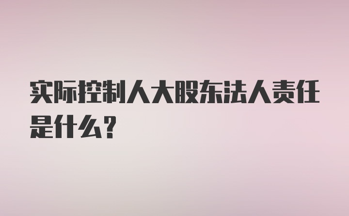 实际控制人大股东法人责任是什么？