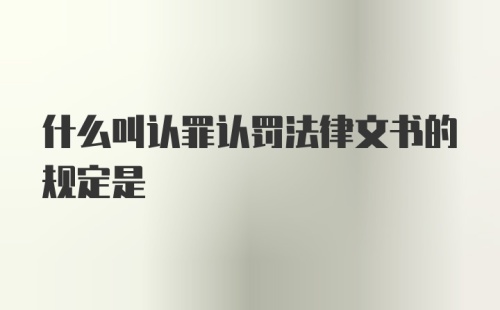 什么叫认罪认罚法律文书的规定是