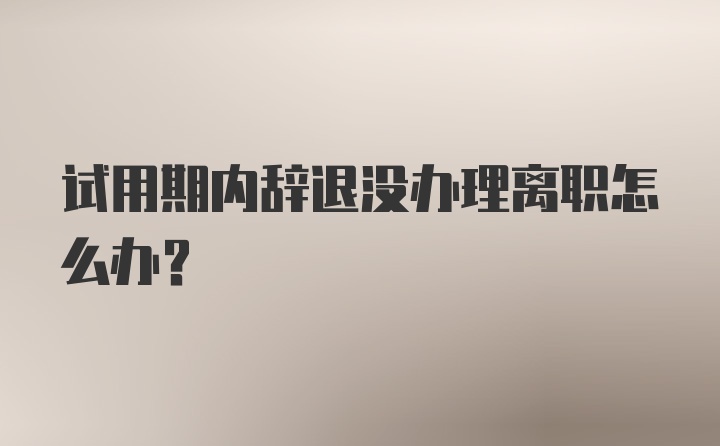 试用期内辞退没办理离职怎么办？