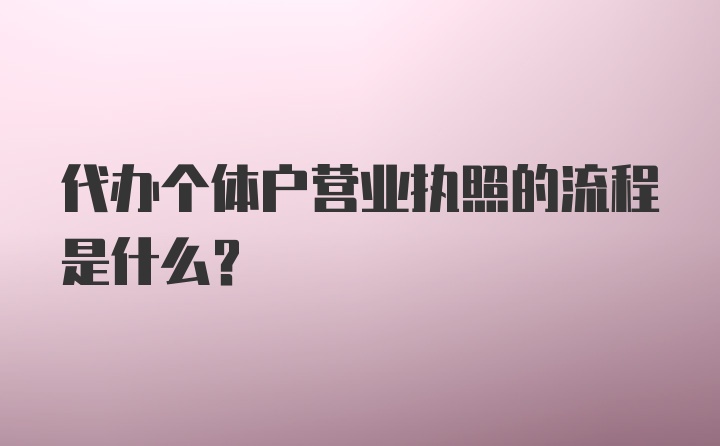 代办个体户营业执照的流程是什么？