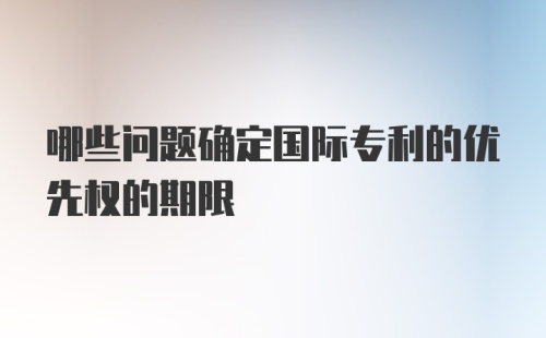 哪些问题确定国际专利的优先权的期限