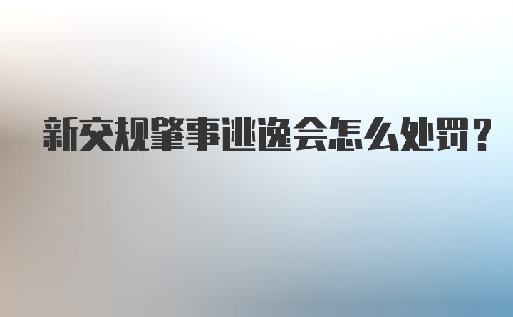 新交规肇事逃逸会怎么处罚？