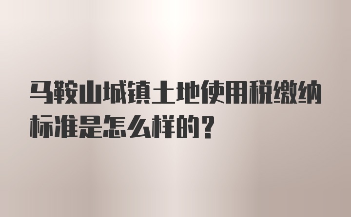 马鞍山城镇土地使用税缴纳标准是怎么样的？