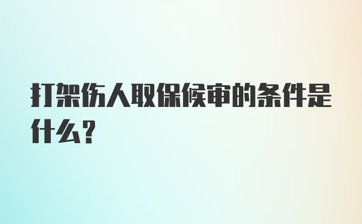 打架伤人取保候审的条件是什么？