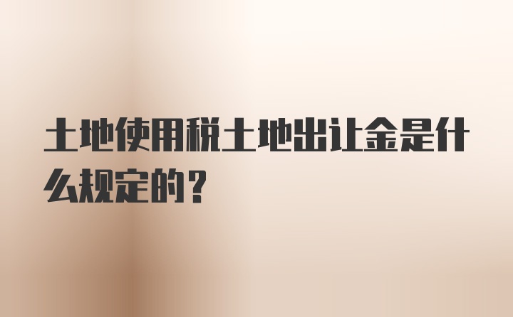 土地使用税土地出让金是什么规定的？