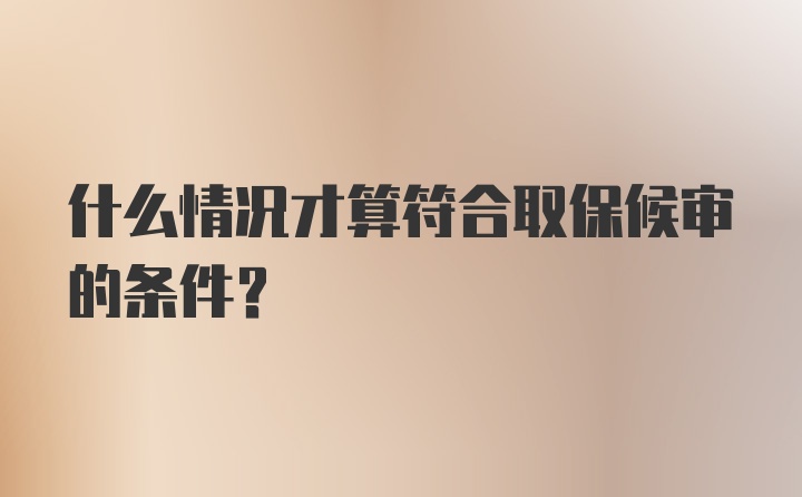 什么情况才算符合取保候审的条件？