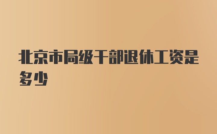 北京市局级干部退休工资是多少