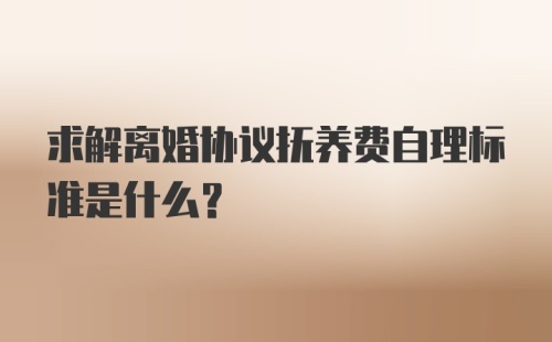 求解离婚协议抚养费自理标准是什么？