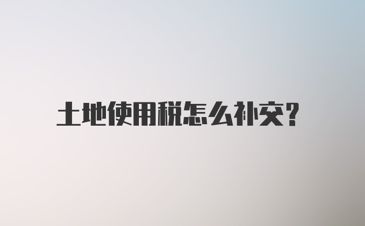 土地使用税怎么补交？