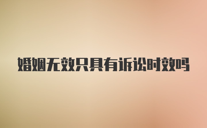 婚姻无效只具有诉讼时效吗