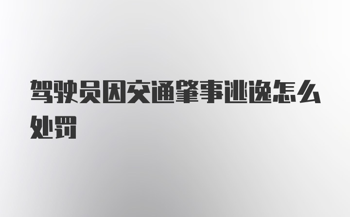 驾驶员因交通肇事逃逸怎么处罚