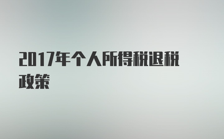 2017年个人所得税退税政策