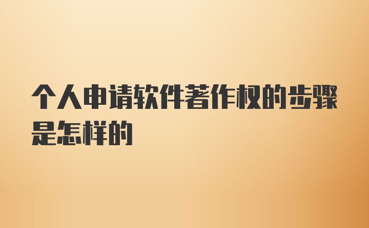 个人申请软件著作权的步骤是怎样的