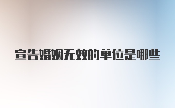 宣告婚姻无效的单位是哪些