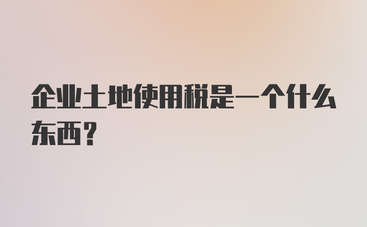 企业土地使用税是一个什么东西？