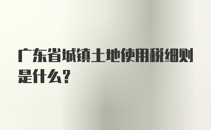 广东省城镇土地使用税细则是什么？