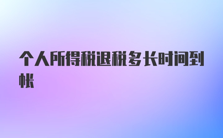 个人所得税退税多长时间到帐