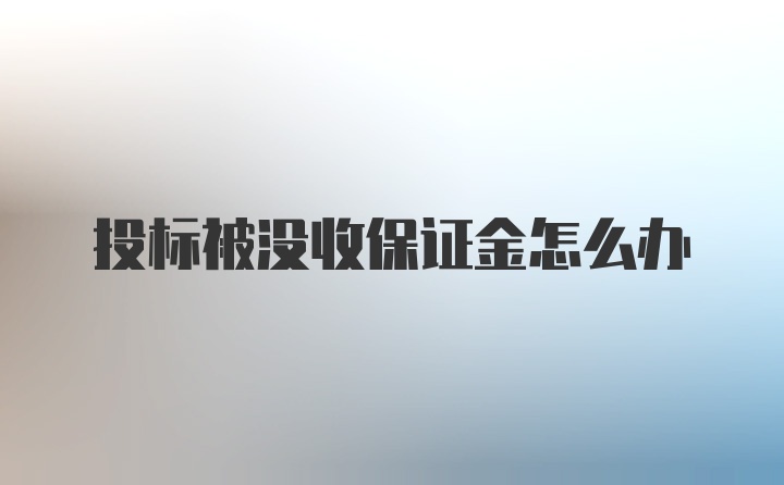 投标被没收保证金怎么办