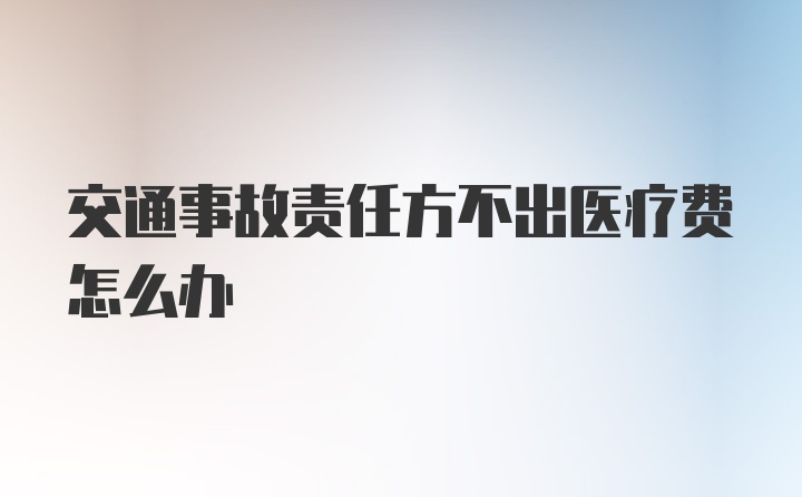 交通事故责任方不出医疗费怎么办