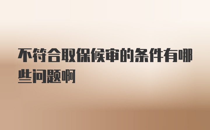 不符合取保候审的条件有哪些问题啊