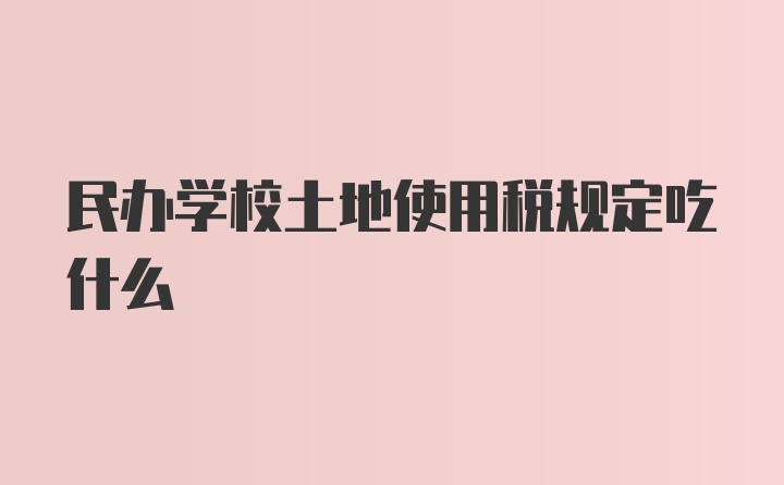 民办学校土地使用税规定吃什么