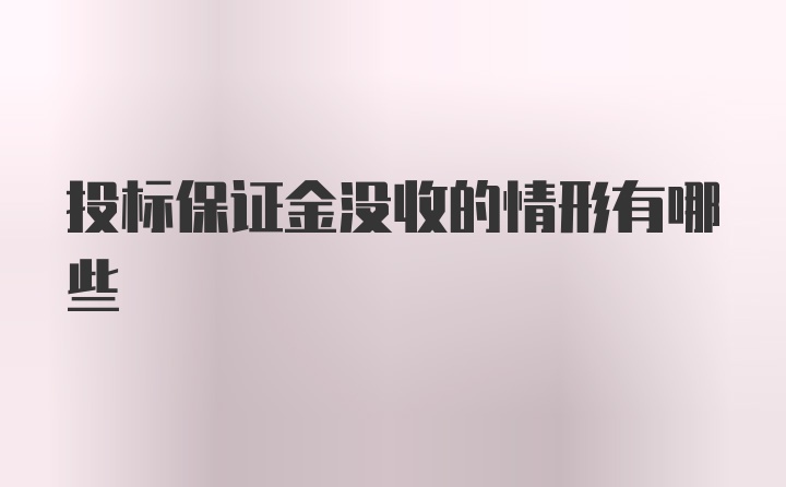 投标保证金没收的情形有哪些