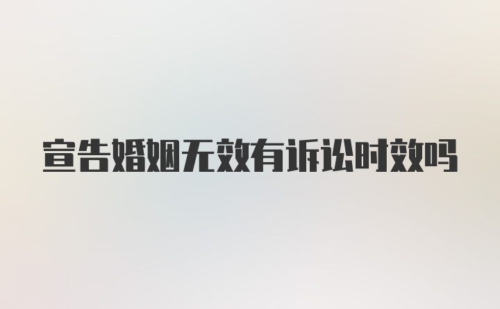 宣告婚姻无效有诉讼时效吗