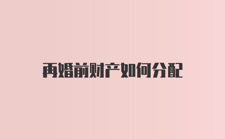 再婚前财产如何分配