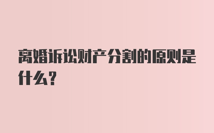 离婚诉讼财产分割的原则是什么?