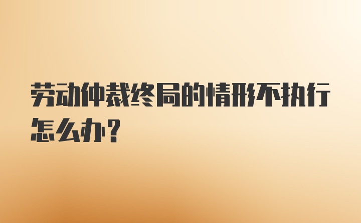 劳动仲裁终局的情形不执行怎么办？