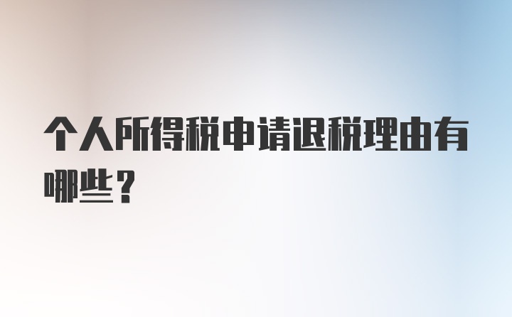 个人所得税申请退税理由有哪些？