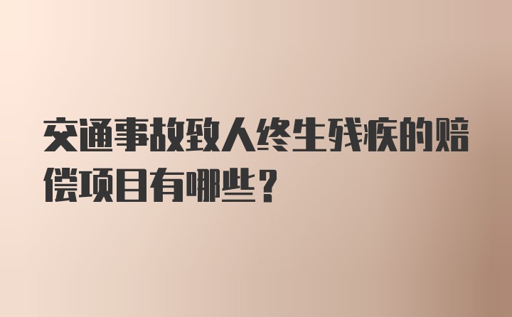 交通事故致人终生残疾的赔偿项目有哪些？