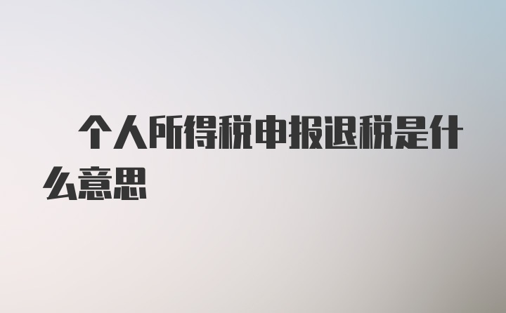  个人所得税申报退税是什么意思