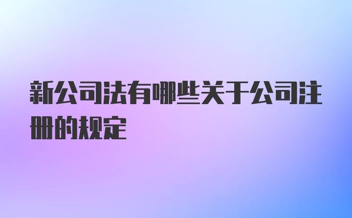 新公司法有哪些关于公司注册的规定