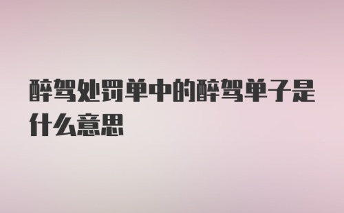 醉驾处罚单中的醉驾单子是什么意思