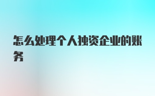 怎么处理个人独资企业的账务