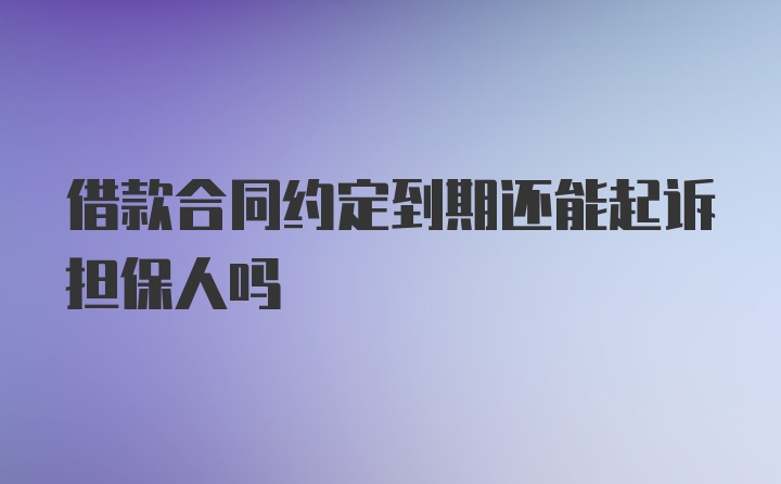 借款合同约定到期还能起诉担保人吗